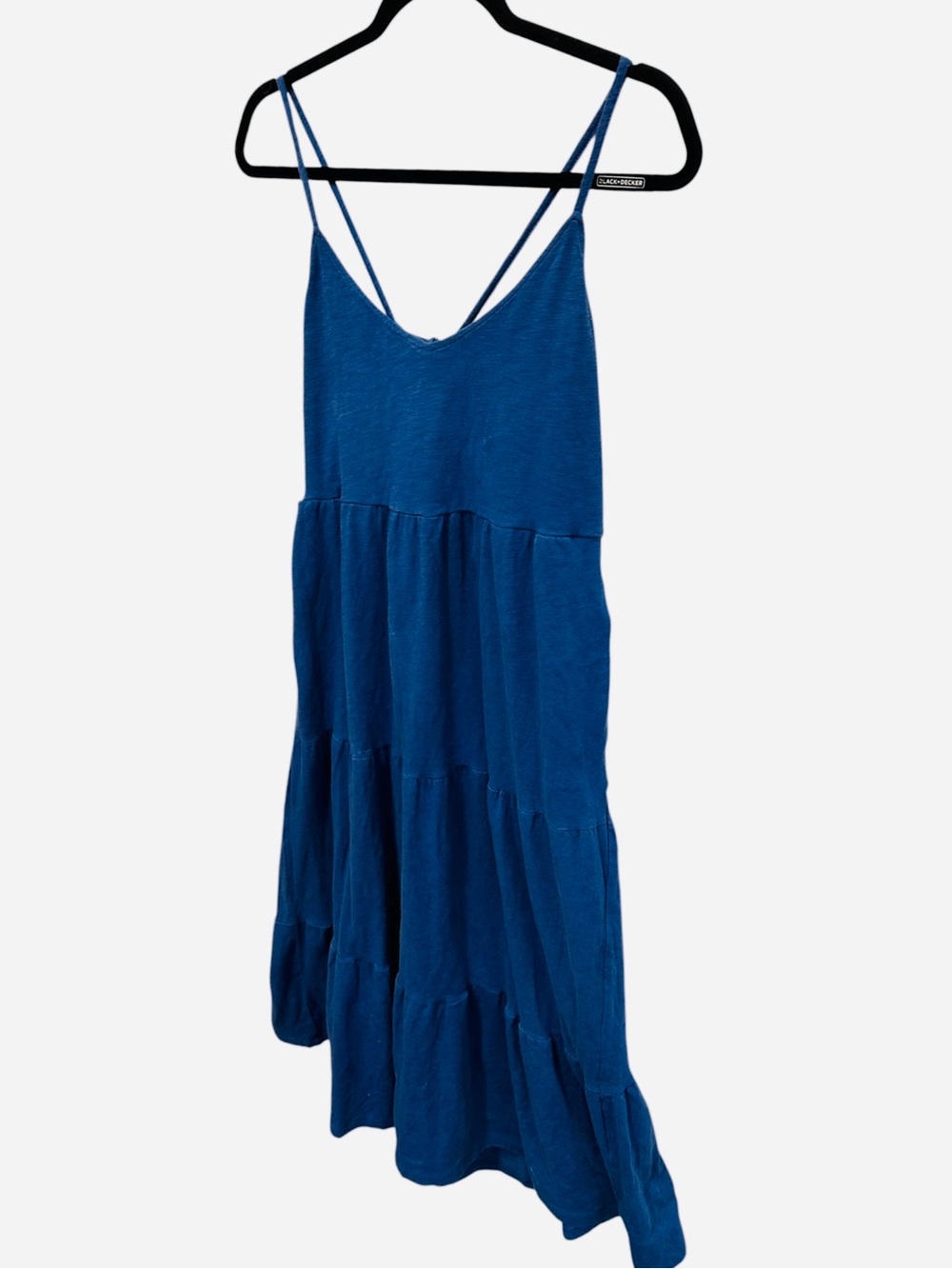 Old Navy blue slub knit tie back tiered midi cami swing dress Size M - Picture 6 of 12